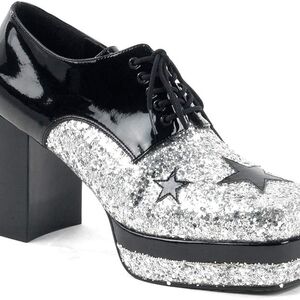 Funtasma By Pleaser Black and Silver Glitter Platform Shoes XL Size 14